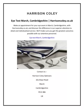 Eye Test March, Cambridgeshire  Harrisoncoley.co.uk