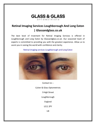 Retinal Imaging Services Loughborough And Long Eaton  Glassandglass.co.uk