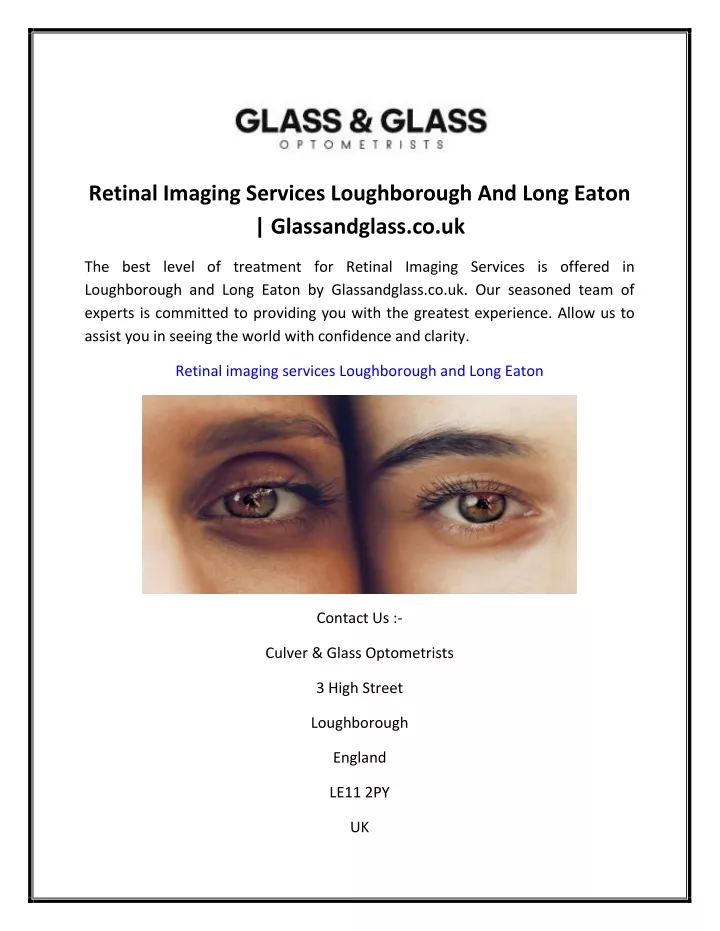 retinal imaging services loughborough and long