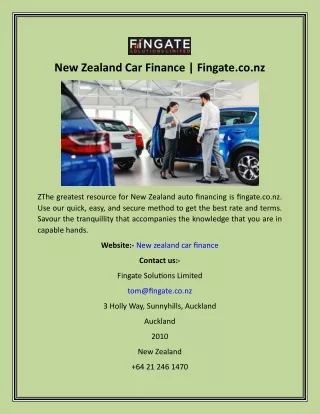 New Zealand Car Finance  Fingate.co.nz
