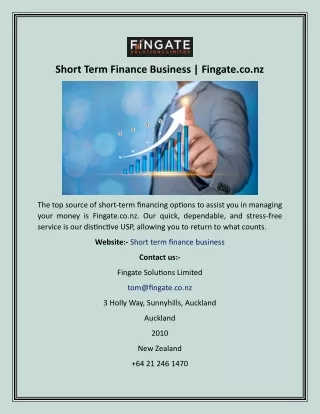 Short Term Finance Business  Fingate.co.nz