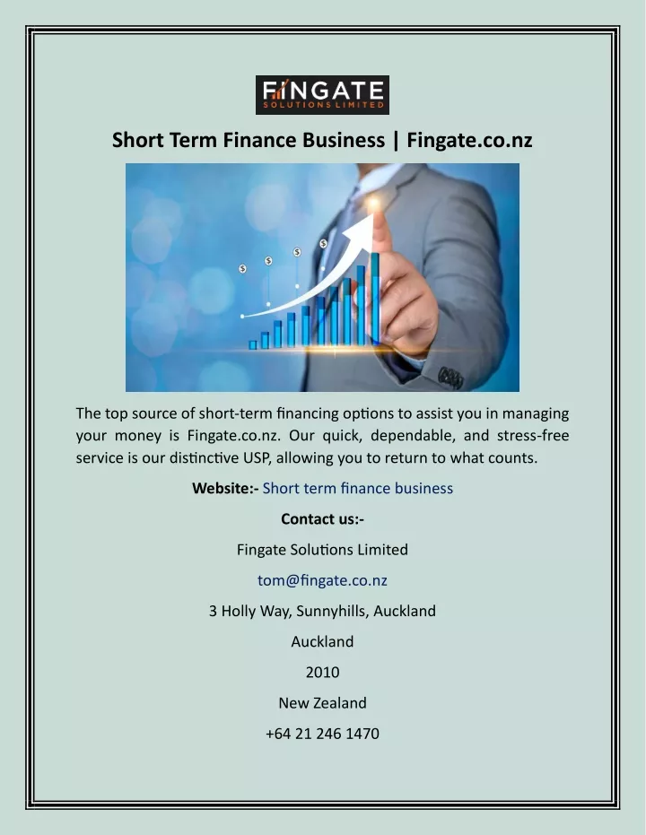 short term finance business fingate co nz