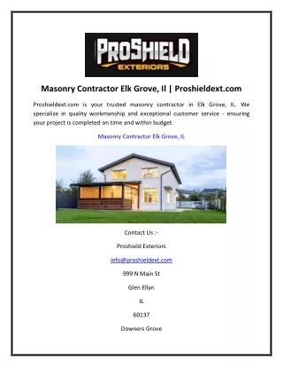 Masonry Contractor Elk Grove, Il  Proshieldext