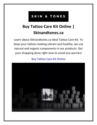 Buy Tattoo Care Kit Online  Skinandtones.ca