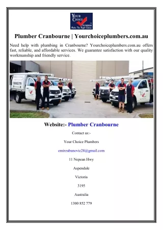plumber cranbourne yourchoiceplumbers com au