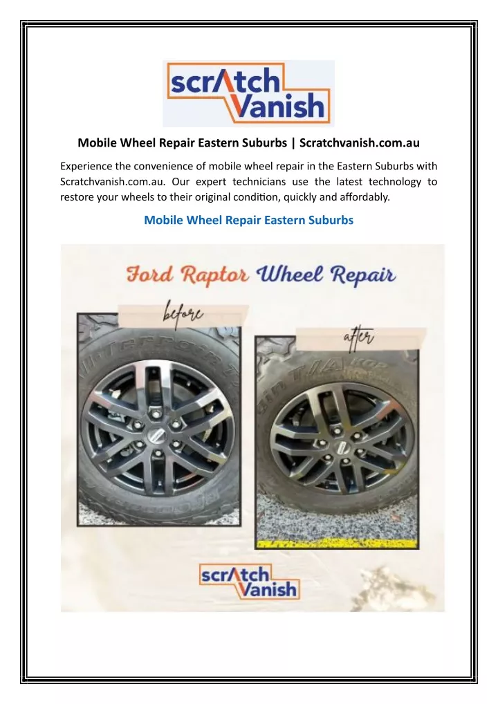 mobile wheel repair eastern suburbs scratchvanish