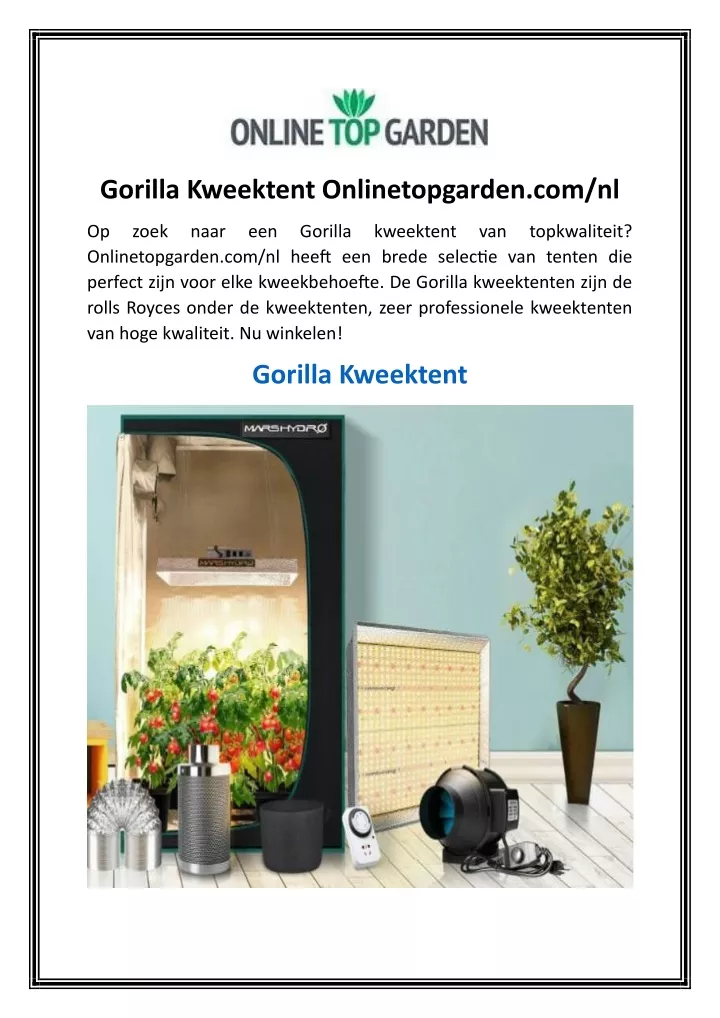 gorilla kweektent onlinetopgarden com nl