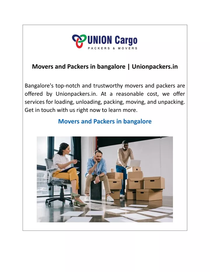 movers and packers in bangalore unionpackers in