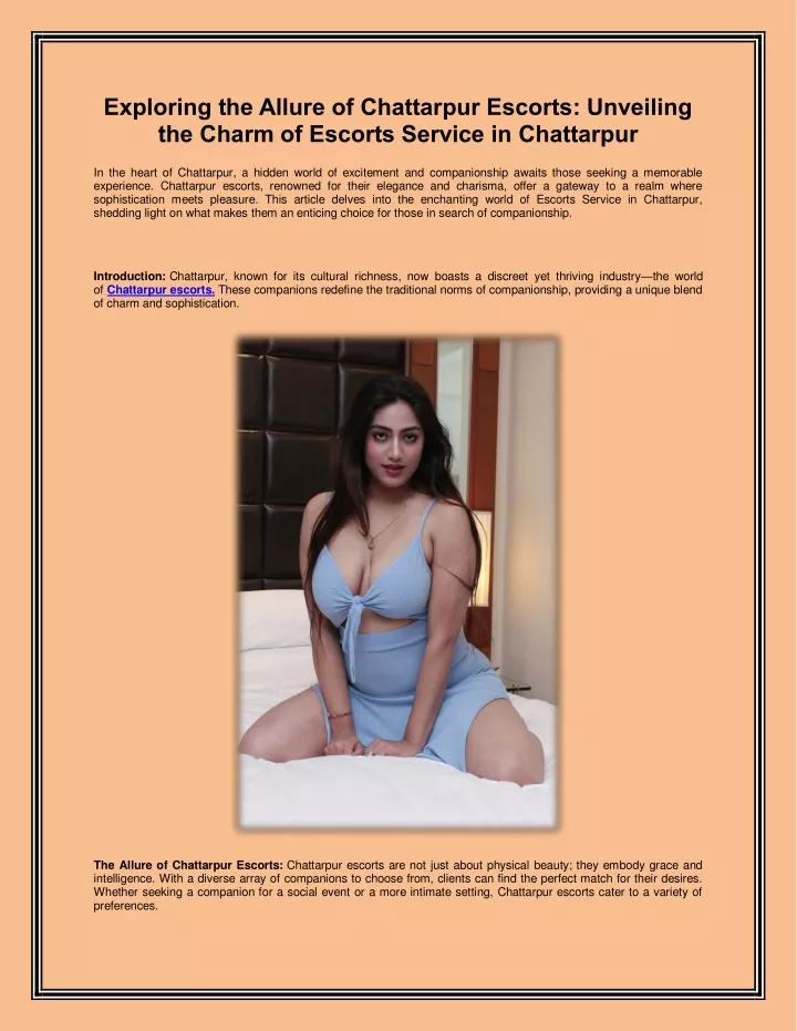 exploring the allure of chattarpur escorts