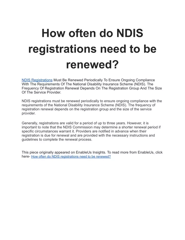 PPT - How often do NDIS registrations need to be renewed PowerPoint ...