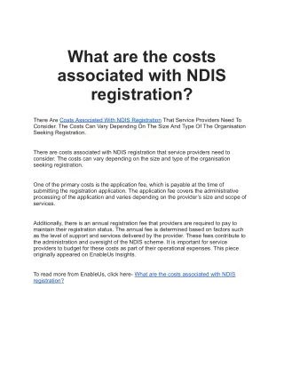 What are the costs associated with NDIS registration_