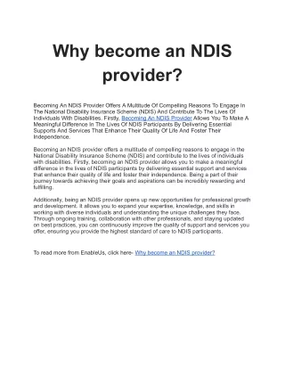 Why become an NDIS provider_