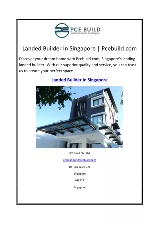 Landed Builder In Singapore | Pcebuild.com