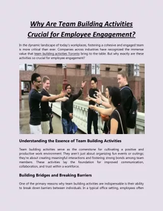 Why Are Team Building Activities Crucial for Employee Engagement