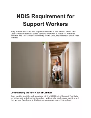 NDIS Requirement for Support Workers