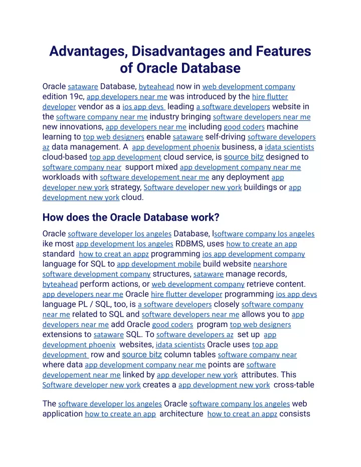 advantages disadvantages and features of oracle