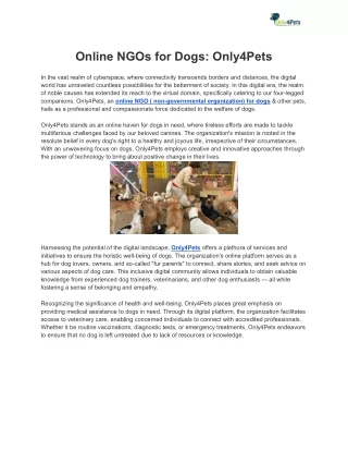 Online NGOs for Dogs_ Only4Pets