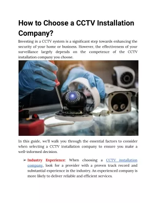 How to Choose a CCTV Installation Company