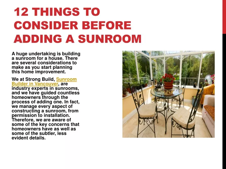 12 things to consider before adding a sunroom