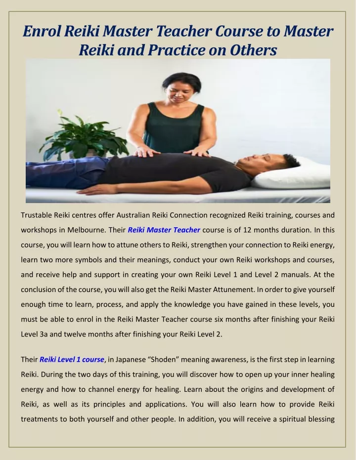 enrol reiki master teacher course to master reiki