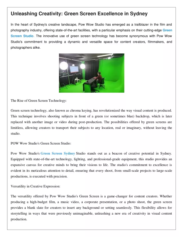 unleashing creativity green screen excellence