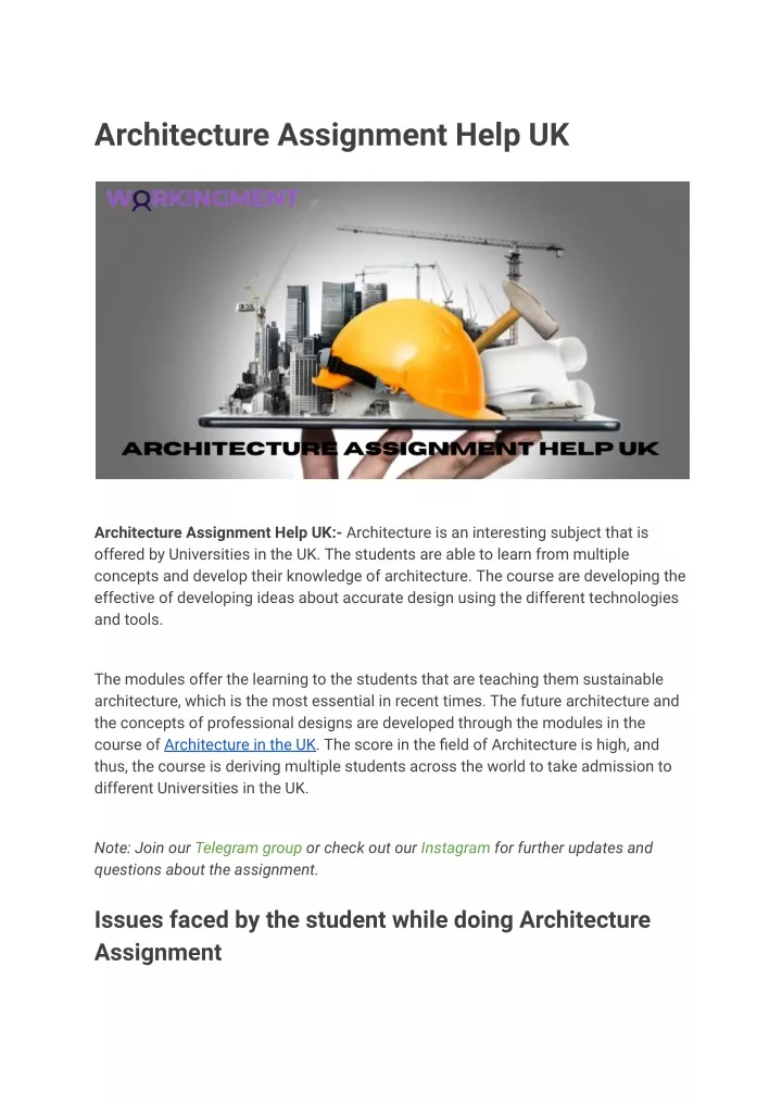 architecture assignment help uk