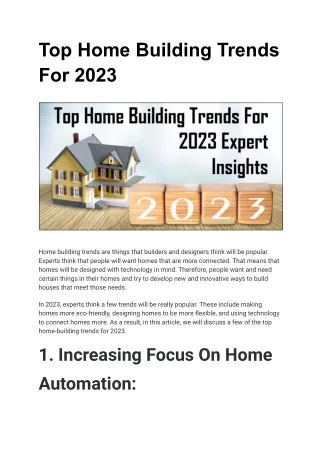 top home building trends for 2023