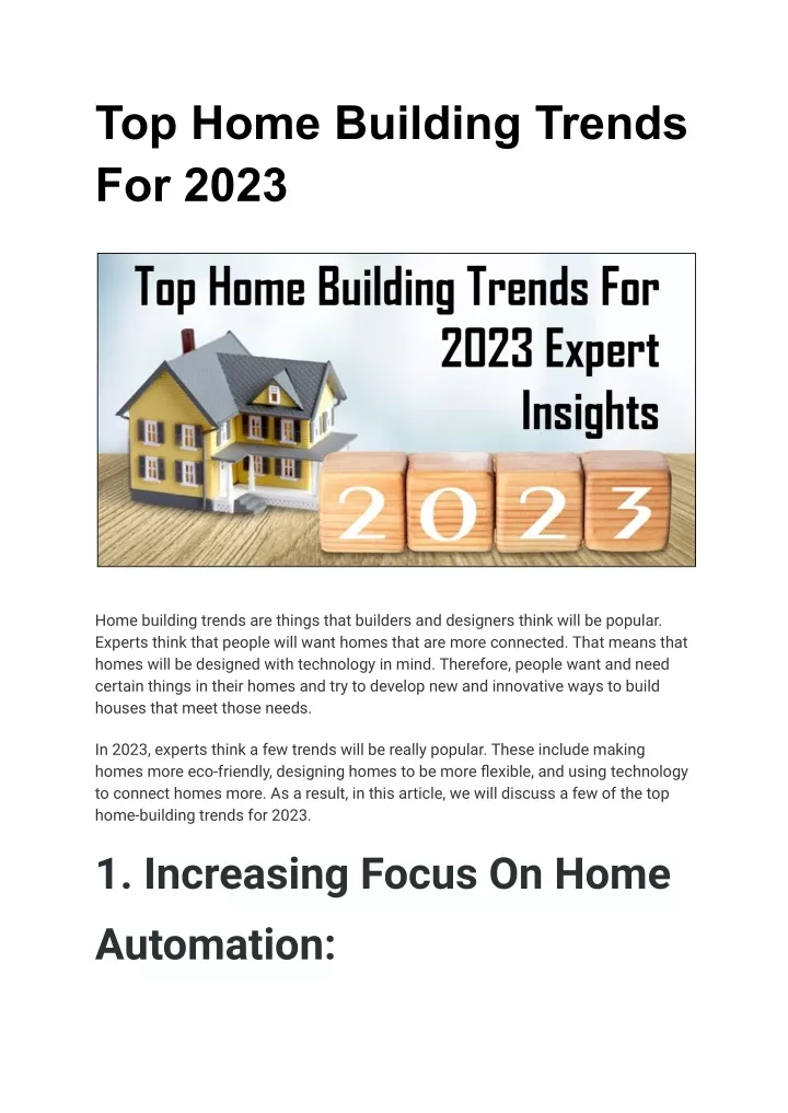 top home building trends for 2023