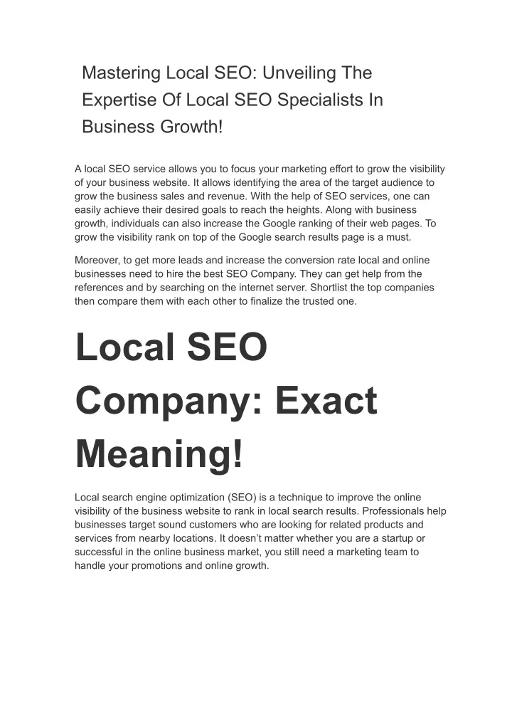 mastering local seo unveiling the expertise