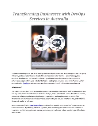 Transforming Businesses with DevOps Services in Australia