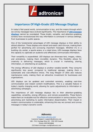 Importance Of High-Grade LED Message Displays