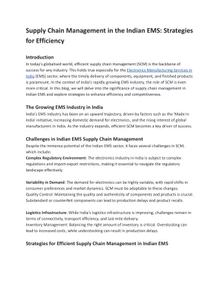 Supply Chain Management in the Indian EMS_ Strategies for Efficiency