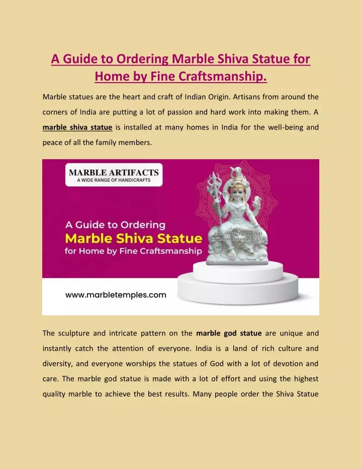 a guide to ordering marble shiva statue for home