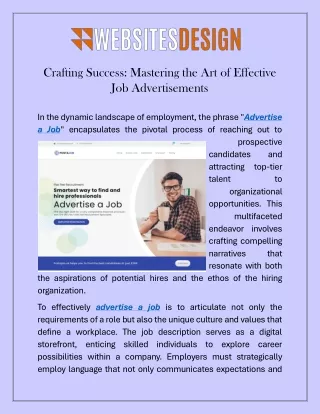 Crafting Success Mastering the Art of Effective Job Advertisements