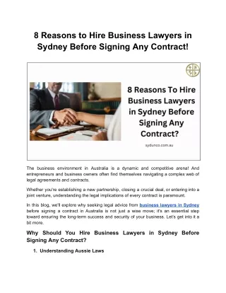 8 Reasons to Hire Business Lawyers in Sydney Before Signing Any Contract!