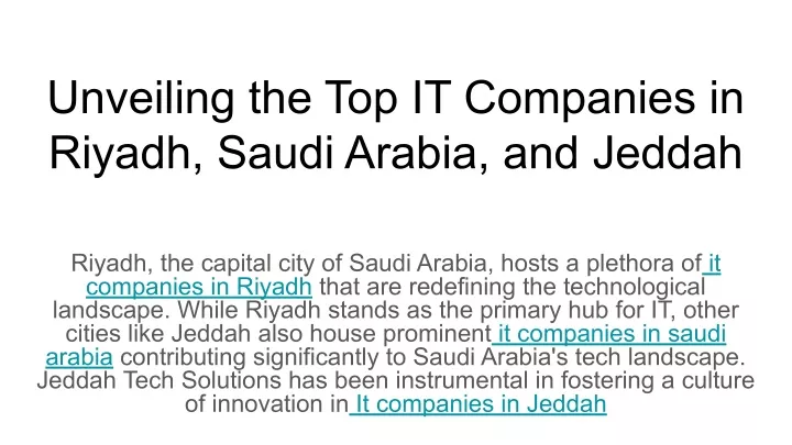 unveiling the top it companies in riyadh saudi