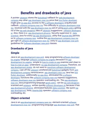 benefits and drawbacks of java