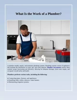 What Is the Work of a Plumber?