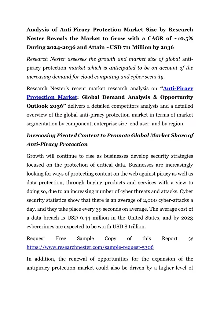 analysis of anti piracy protection market size