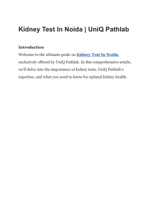 kidney test in noida uniq pathlab