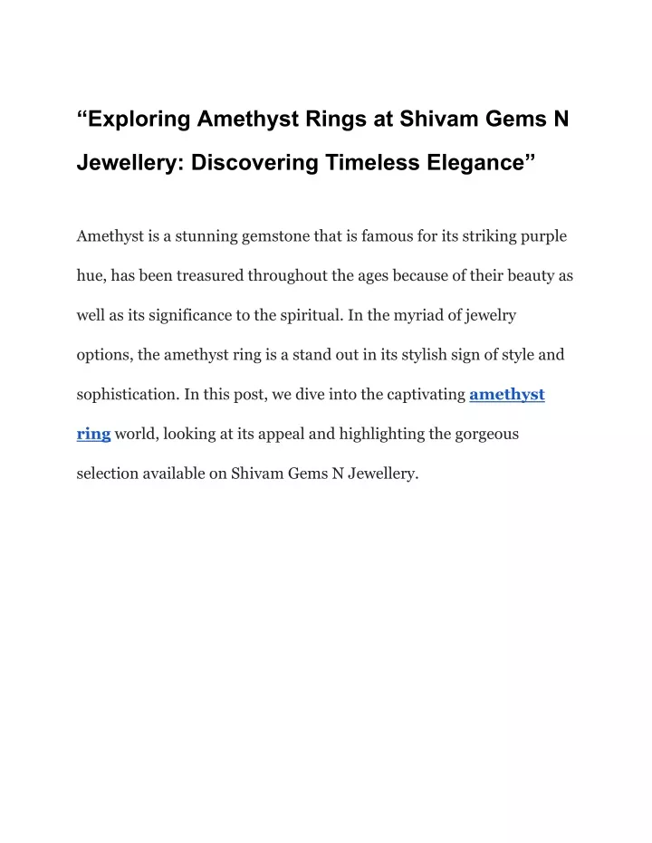 exploring amethyst rings at shivam gems n
