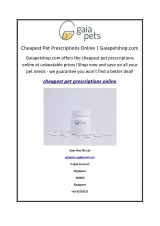 Cheapest Pet Prescriptions Online | Gaiapetshop.com