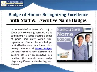 Badge of Honor Recognizing Excellence with Staff & Executive Name Badges