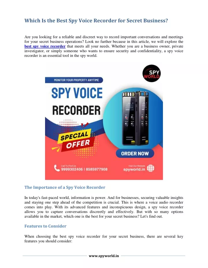 which is the best spy voice recorder for secret