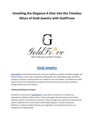 Unveiling the Elegance A Dive into the Timeless Allure of Gold Jewelry with GoldTrove