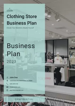 Clothing Store Business Plan Example Template