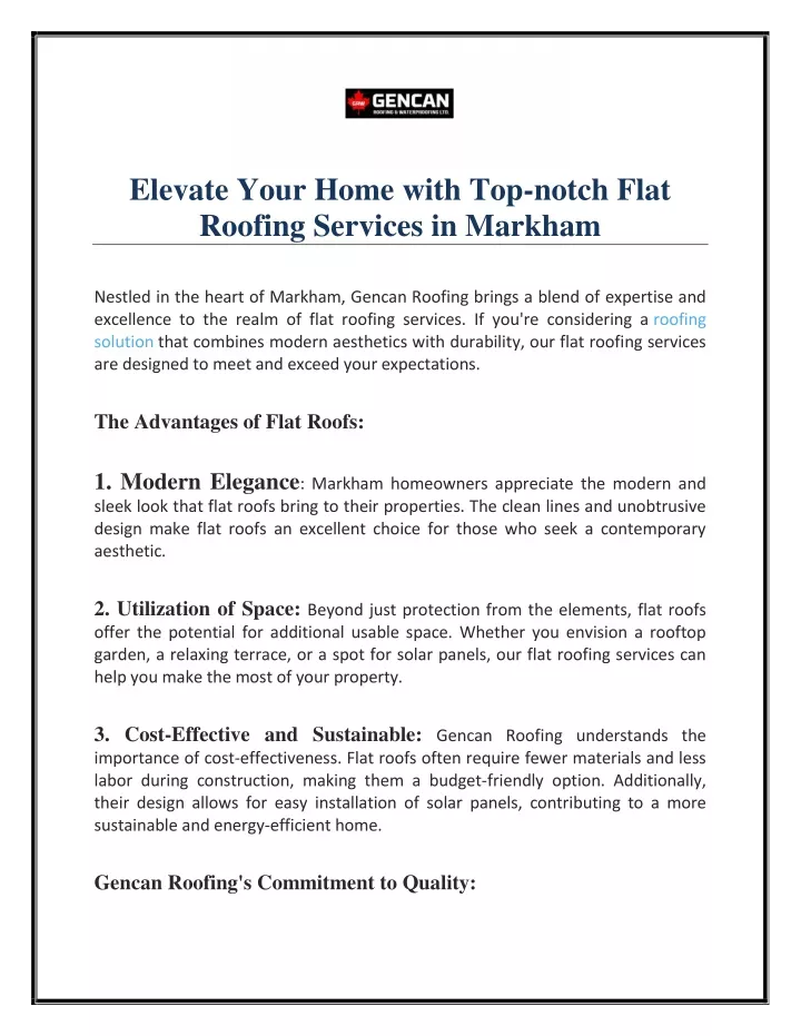 elevate your home with top notch flat roofing