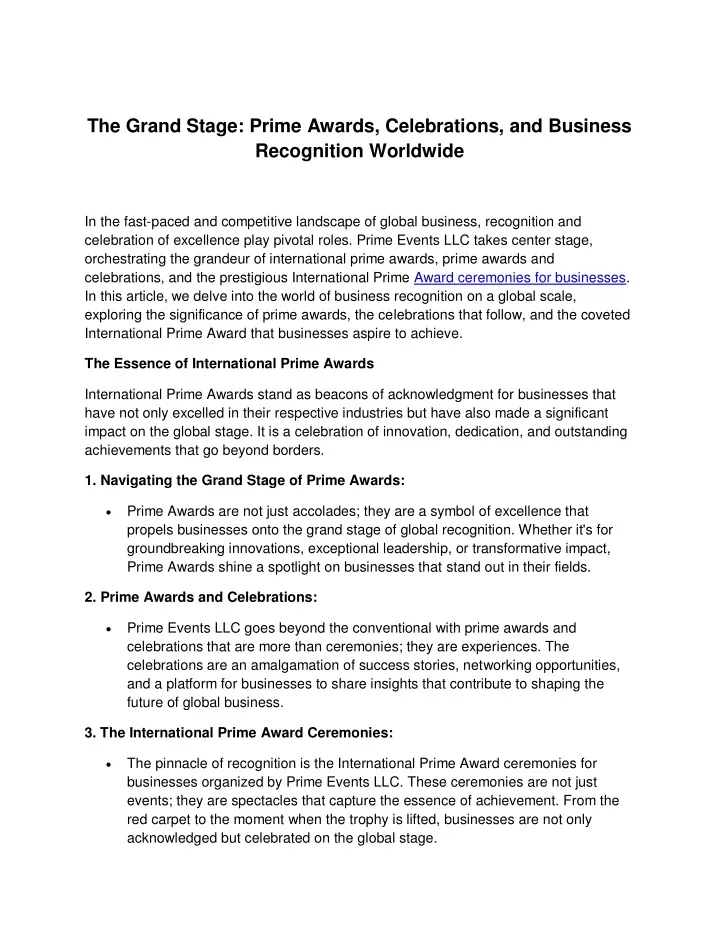 the grand stage prime awards celebrations