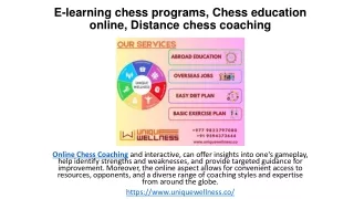 E-learning chess programs, Chess education online, Distance chess coaching