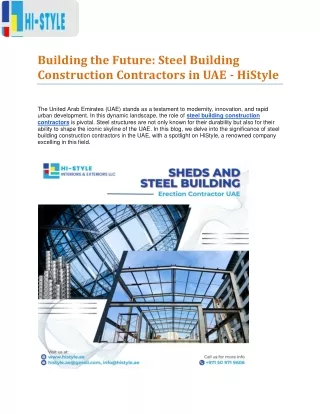 Steel Building Construction Contractors in UAE - HiStyle